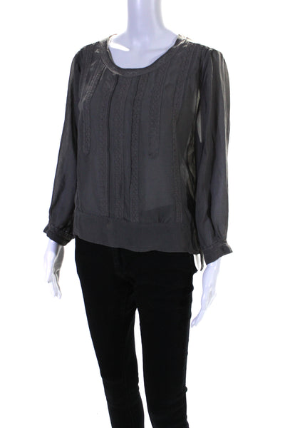 Baum Und Pferdgarten Womens Silk Long Sleeves Blouse Smoke Gray Size EUR 42