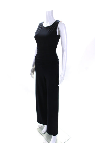 KAMALIKULTURE Womens Ruched Matte Jersey Wide Leg Jumpsuit Navy Blue Size XS