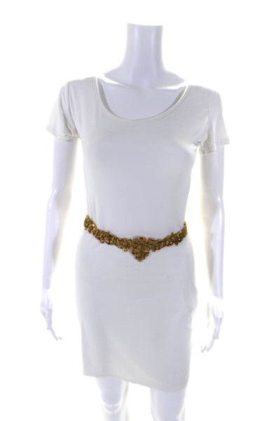 Roberto Cavalli Womens Metal Chain Link Flower Belt Gold Tone Size Small