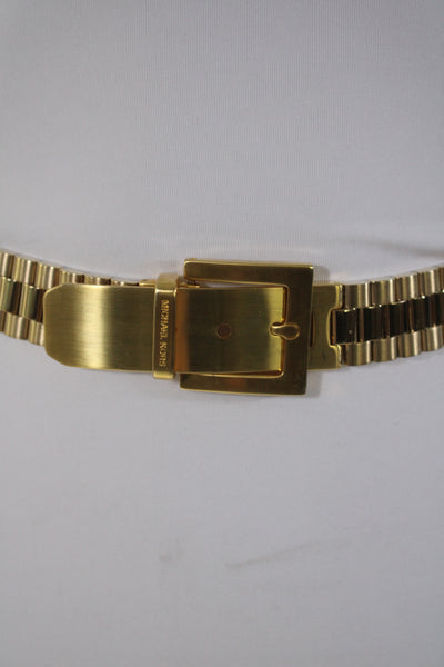 Michael Kors Womens Metallic Buckle Belt Gold Tone Leather Metal Size Small