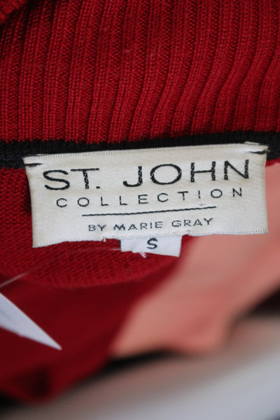 St. John Collection By Marie Gray Womens Front Zip Mock Neck Sweater Red Small