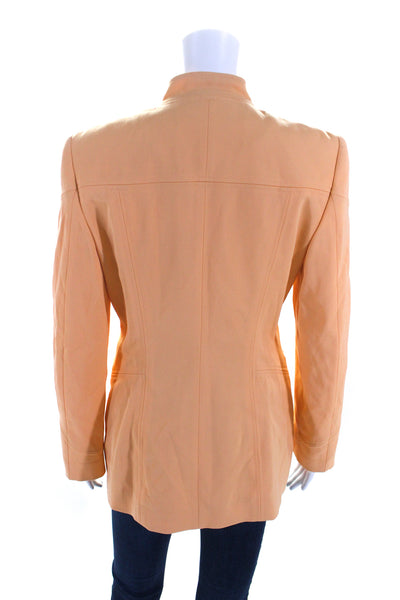 Escada Womens Long Sleeve Four Button V Neck Blazer Jacket Orange Wool FR 36