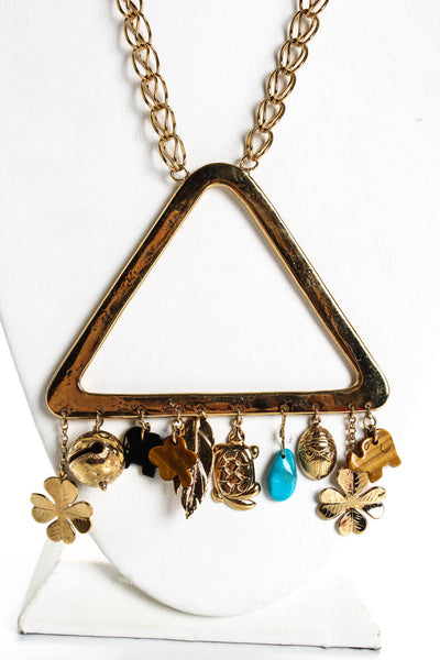 Aurelie Bidermann Womens Gold Tone Resin Triangle Charm Pendant Necklace 34"