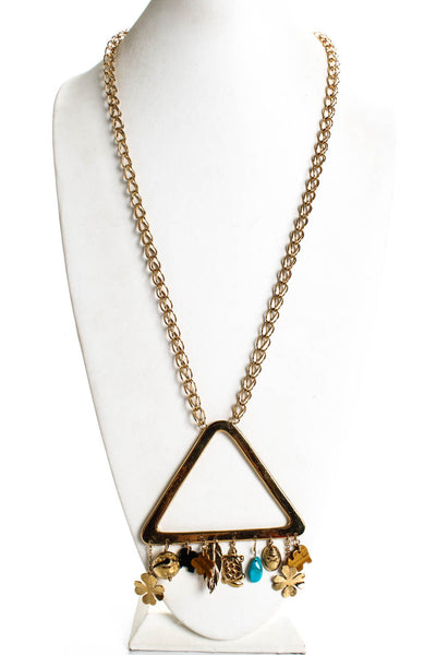 Aurelie Bidermann Womens Gold Tone Resin Triangle Charm Pendant Necklace 34"