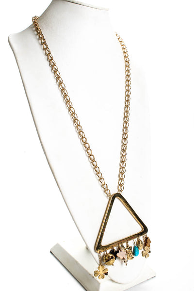 Aurelie Bidermann Womens Gold Tone Resin Triangle Charm Pendant Necklace 34"