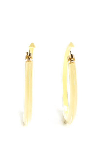 Alison Lou Womens Large Lucite Jelly Hoop Earrings Light Yellow 3"