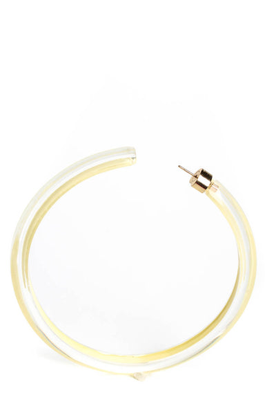 Alison Lou Womens Large Lucite Jelly Hoop Earrings Light Yellow 3"