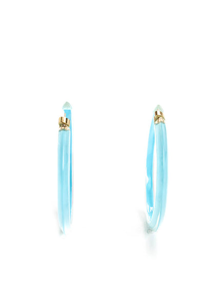 Alison Lou Womens Large Lucite Jelly Hoop Earrings Light Blue 3"