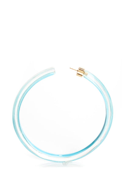 Alison Lou Womens Large Lucite Jelly Hoop Earrings Light Blue 3"