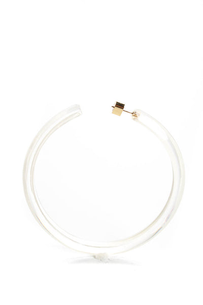 Alison Lou Womens Large Lucite Jelly Hoop Earrings White 3"