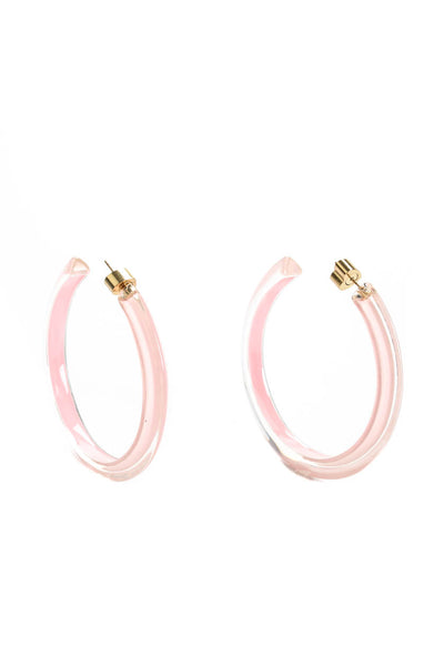 Alison Lou Womens Medium Lucite Jelly Hoop Earrings Light Pink 2"