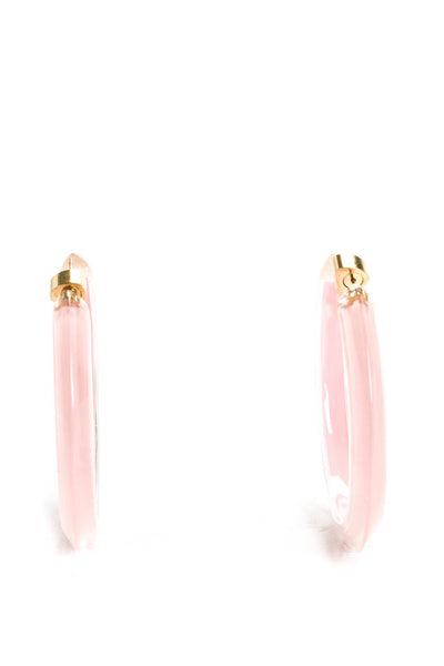 Alison Lou Womens Medium Lucite Jelly Hoop Earrings Light Pink 2"