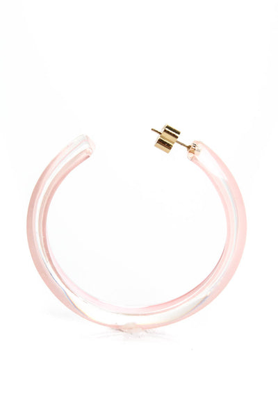 Alison Lou Womens Medium Lucite Jelly Hoop Earrings Light Pink 2"