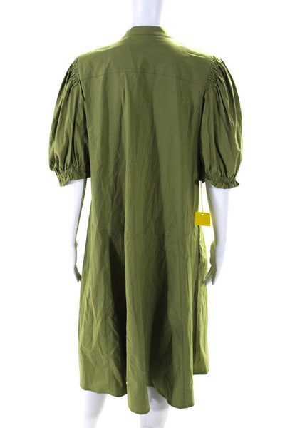 Foil Womens Cotton Back in Business Button Down Trapeze Dress Leaf Green Size 10