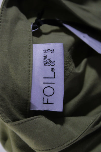 Foil Womens Cotton Back in Business Button Down Trapeze Dress Leaf Green Size 10