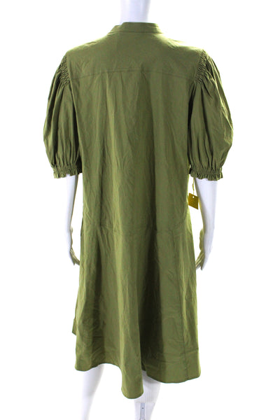 Foil Womens Cotton Back in Business Button Down Trapeze Dress Leaf Green Size 10