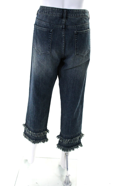 Michael Kors Womens Fringe Medium Wash Tiered High Rise Jeans Blue Cotton Size 1