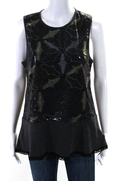 Custo Barcelona Womens Sequined Sleeveless Tank Top Navy Blue Grey Size 4