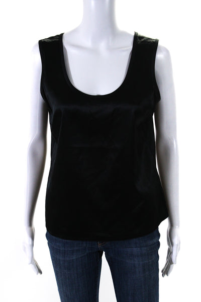 Feraud Womens Silk Crew Neck Sleeveless Pullover Tank Top Black Size Large