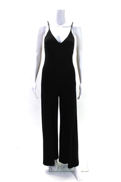 Kamali Kulture Womens Stretch V-Neck Sleeveless Wide Leg Jumpsuit Black Size XS