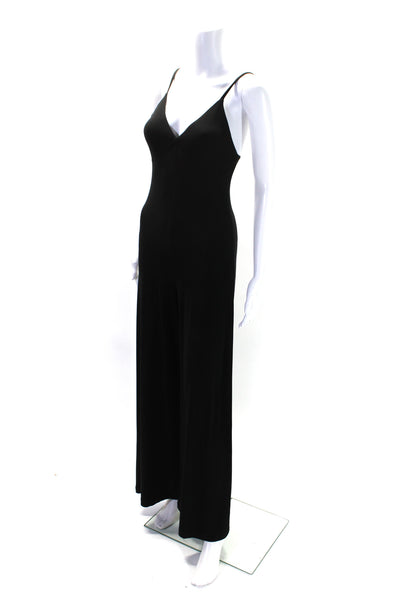 Kamali Kulture Womens Stretch V-Neck Sleeveless Wide Leg Jumpsuit Black Size XS