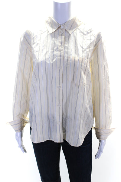 Madewell Womens Yellow Striped Long Sleeve Button Down Relaxed Shirt Size M