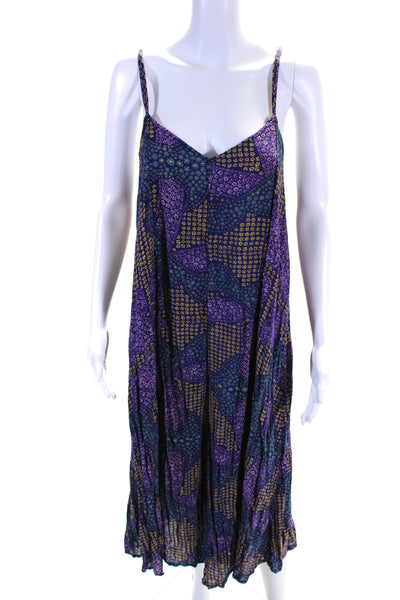 Floreat Womens Navy Multicolor Floral Sleeveless Crop Wide Leg Jumpsuit Size M