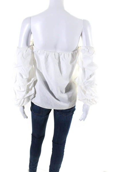 Pinko Womens Cotton Long Sleeve Off Shoulder White Size 6