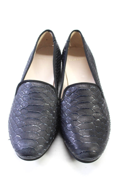 Cole Haan Womens Animal Print Textured Round Toe Slip-On Loafers Navy Size 6