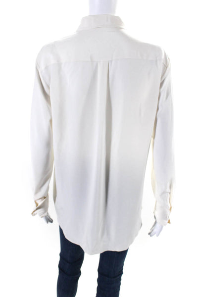 Joseph Womens Silk Collared Long Sleeve Button Up Blouse Top Cream Size 42