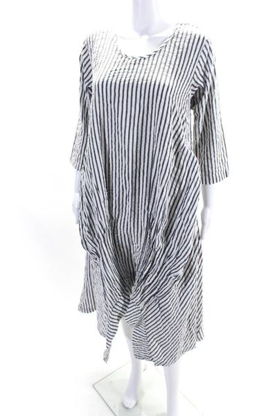 Tulip  Women's Round Long Asymmetrical Hem Midi Stripe Dress Size XS