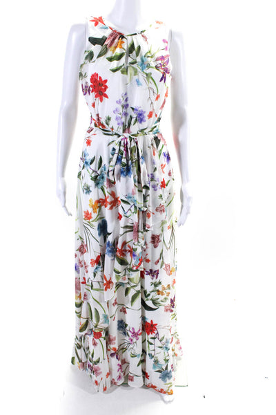 Compli K Women's Round Neck Sleeveless Ruffle Floral Maxi Dress Size XS