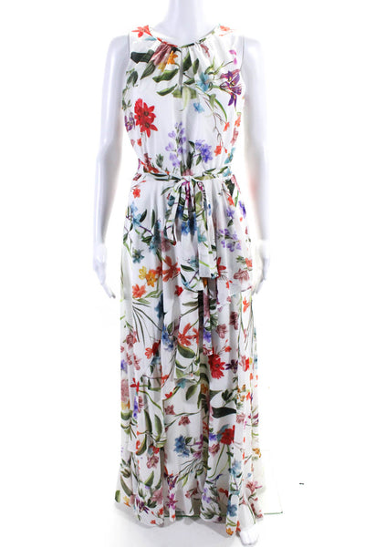 Compli K Women's  Sleeveless Asymmetric Ruffle Floral Maxi Dress Size XXL