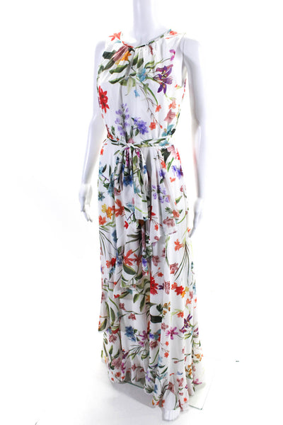 Compli K Women's  Sleeveless Asymmetric Ruffle Floral Maxi Dress Size XXL