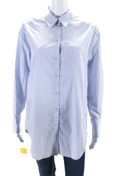 Renuar Women's Collared Long Sleeves Button Down Cotton Shirt Stripe Size XS