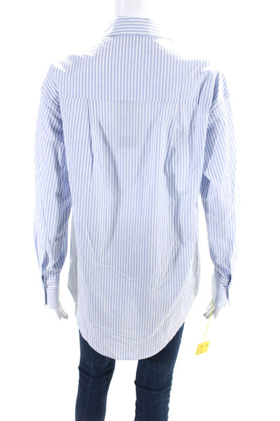 Renuar Women's Collared Long Sleeves Button Down Cotton Shirt Stripe Size XL