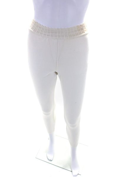 Alaia Womens Cotton High Rise Scalloped Trim Leggings White Size S