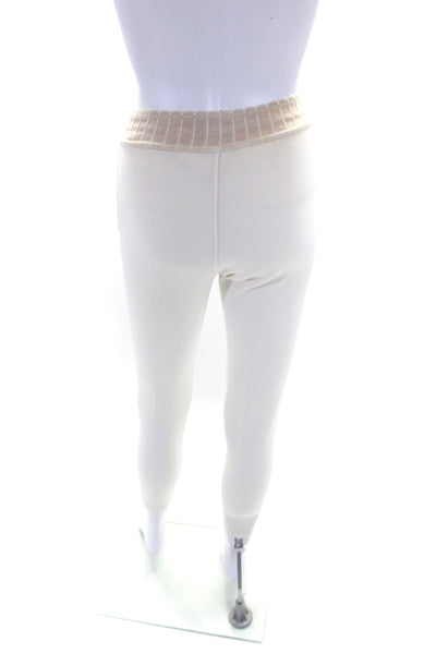 Alaia Womens Cotton High Rise Scalloped Trim Leggings White Size S