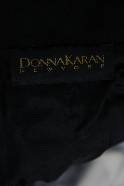 Donna Karan New York Womens Wool 2 Piece Blazer Skirt Suit Set Black Size 6