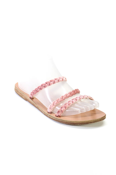 Ancient Greek Sandals Womens Pink Velvet Braided Straps Flat Sandals Shoes Size9