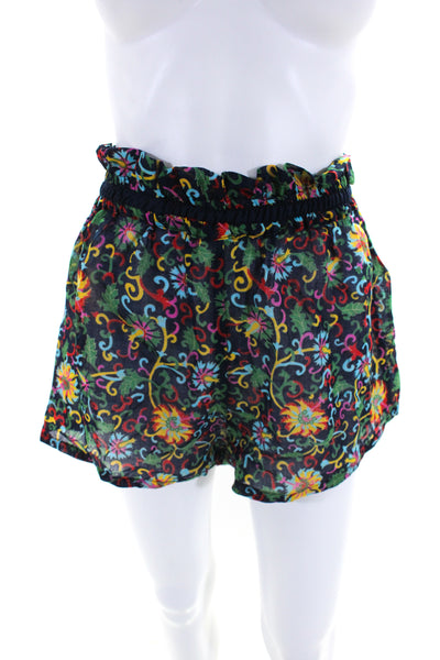 Diza Gabo Womens Cotton Floral Print Elastic Waist Shorts Multicolor Size S