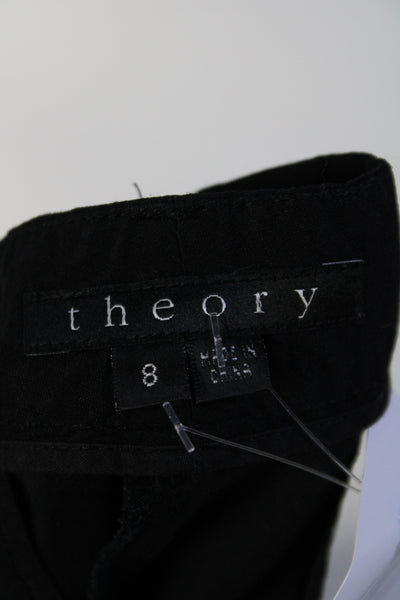 Theory Womens Black Linen High Rise Straight Leg Trouser Pants Size 8