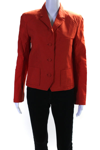 Balenciaga Paris Womens Three Button Notched Lapel Blazer Jacket Orange FR 40