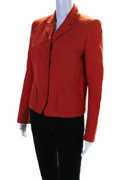 Balenciaga Paris Womens Three Button Notched Lapel Blazer Jacket Orange FR 40