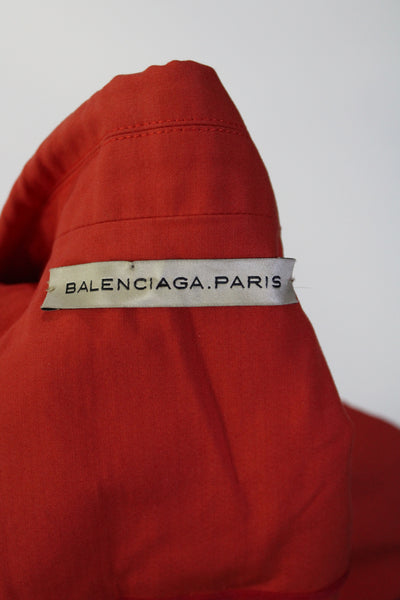 Balenciaga Paris Womens Three Button Notched Lapel Blazer Jacket Orange FR 40