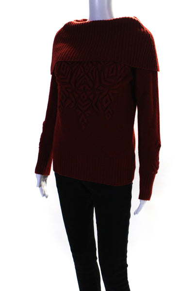 Carolina Herrera Womens Cashmere Cowl Neck Sweater Red Size Medium