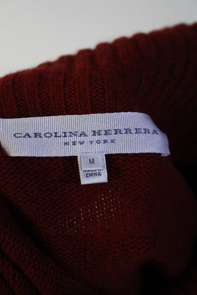 Carolina Herrera Womens Cashmere Cowl Neck Sweater Red Size Medium