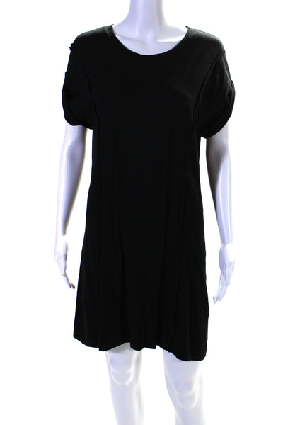 Current/Elliott Womens Short Sleeve Scoop Neck Mini Shirt Dress Black Size 1