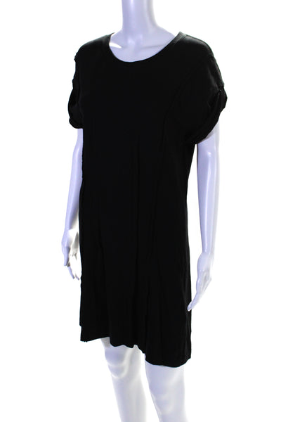 Current/Elliott Womens Short Sleeve Scoop Neck Mini Shirt Dress Black Size 1