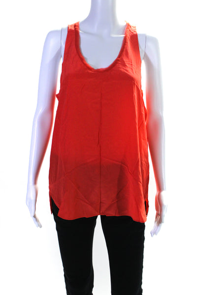 Rebecca Taylor Womens Dark Orange Silk Scoop Neck Sleeveless Tank Top Size 8